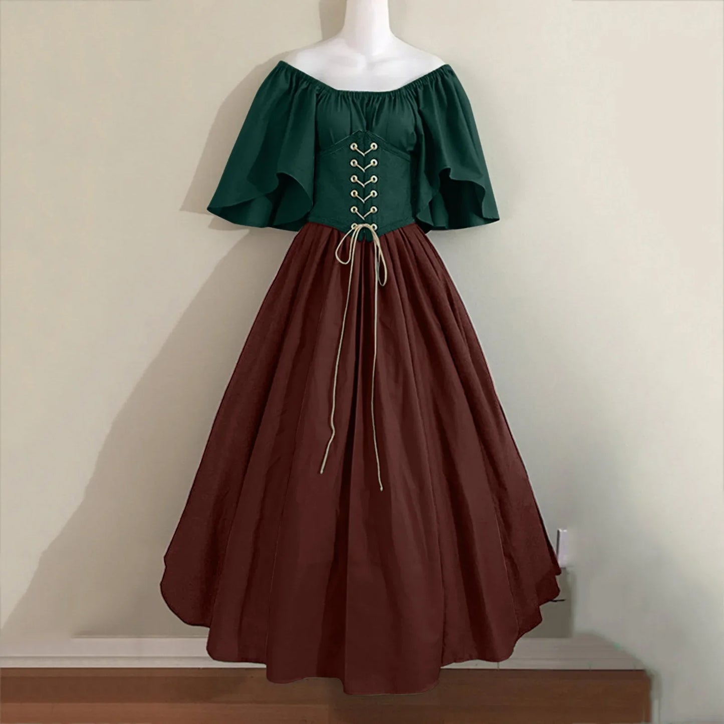 2025 Halloween Women’s Medieval Cosplay Costume – Retro Slim Swing One-Shoulder Dress for Love Live & Party