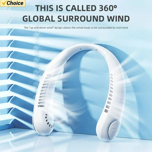Portable Neck Fan - Bladeless Wearable USB Rechargeable Mini Fan for Sports, Travel & Outdoor