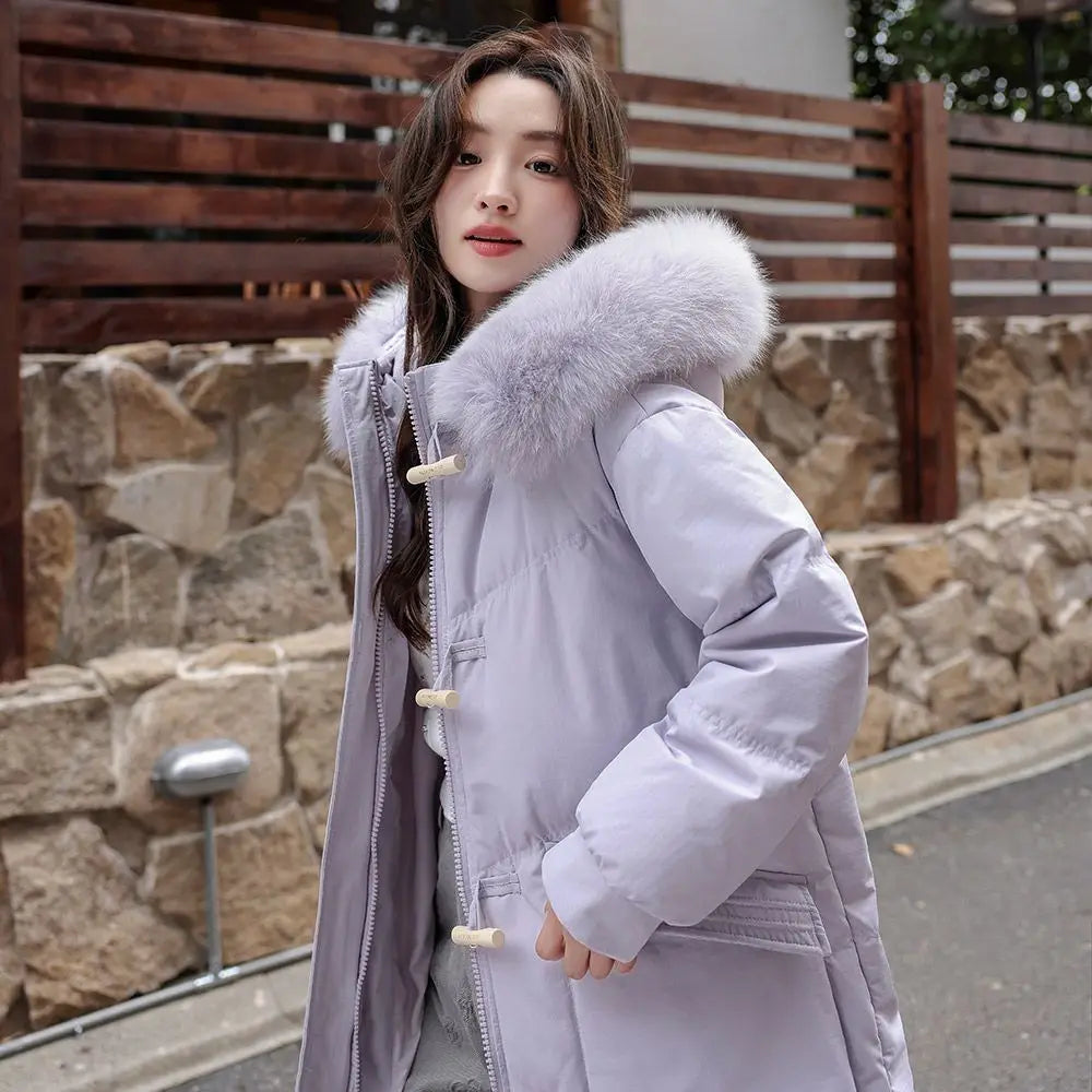 Winter Women’s Hooded Down Parka – Windproof Warm White Duck Down Commuter Jacket