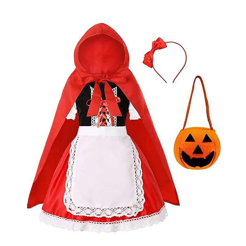 Kids Halloween Costume – Witch, Vampire, or Little Red Riding Hood Cosplay Dress for Girls & Boys Masquerade Party