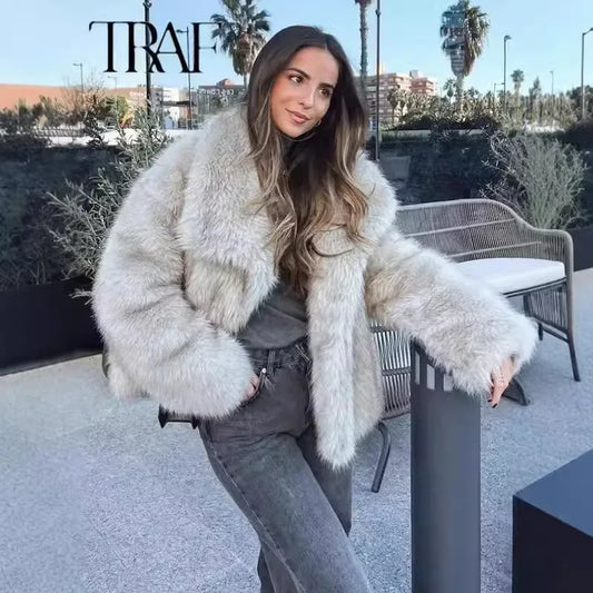 Women’s Faux Fur Jacket – 2025 Autumn/Winter Loose Long-Sleeve Toka Fox Coat