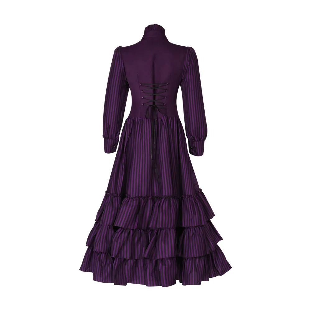 2025 Halloween Women’s Medieval & Victorian Costume – Renaissance Gothic Lace Purple Queen/Princess Dress