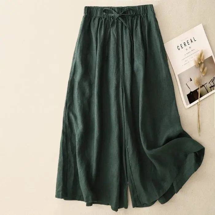 Women’s Casual Cotton Linen Pants – Vintage Wide Leg Capri Sweatpants | Summer Joggers Fashion Clothing