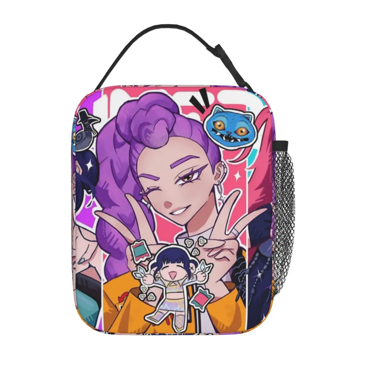 Demon Hunters Cute Cartoon Lunch Bag – Insulated Thermal Tote for Kids, Portable Cooler Bag with Vintage Print