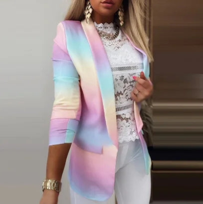 Women’s Butterfly Print Blazer – Casual Long Sleeve Turn-Down Collar Suit Jacket for Spring & Autumn