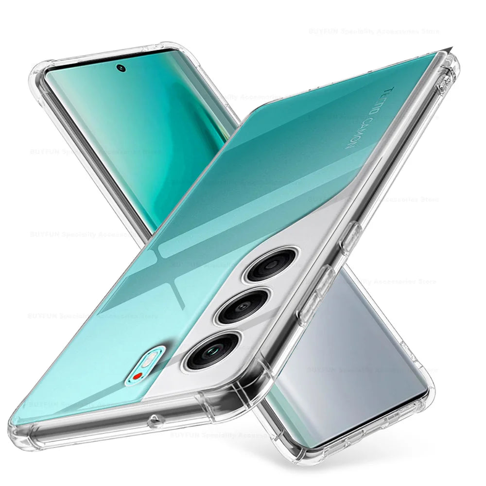 Clear Shockproof Soft Silicone Case for Tecno Camon 40 / 40 Pro (4G & 5G, 6.78") – Protective Back Cover Fundas