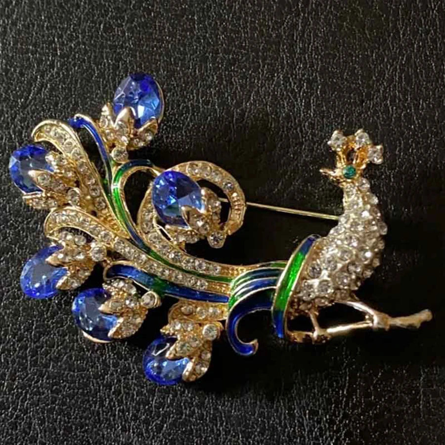 Luxury Multicolor Peacock Brooch – Elegant Zircon Crystal Pin Jewelry Gift for Women