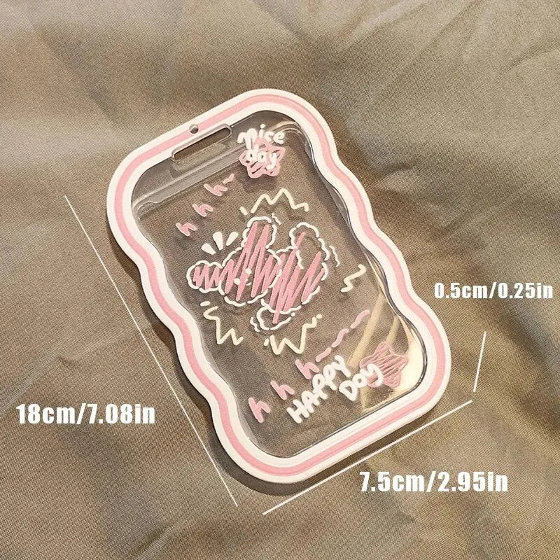 1PC Cute Acrylic ID Card Holder with Lanyard – For Student, Work, Campus, Bus, and Access Control Cards