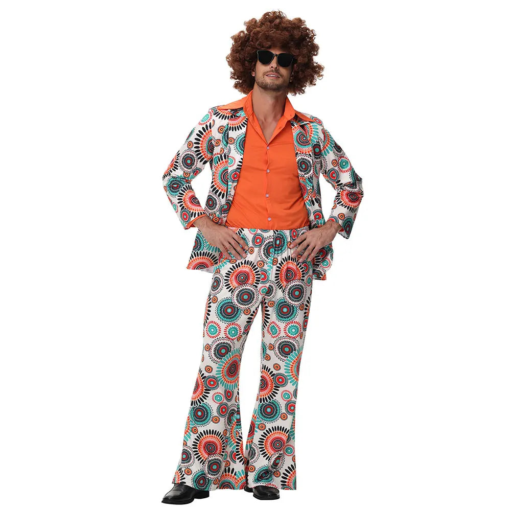 Couples Disco & Hippie Costume Set – 70s/80s Retro Rock Party Outfits for Men and Women, Festival Dance Wearhalloween costume, disco costume, hippie outfit, retro costume