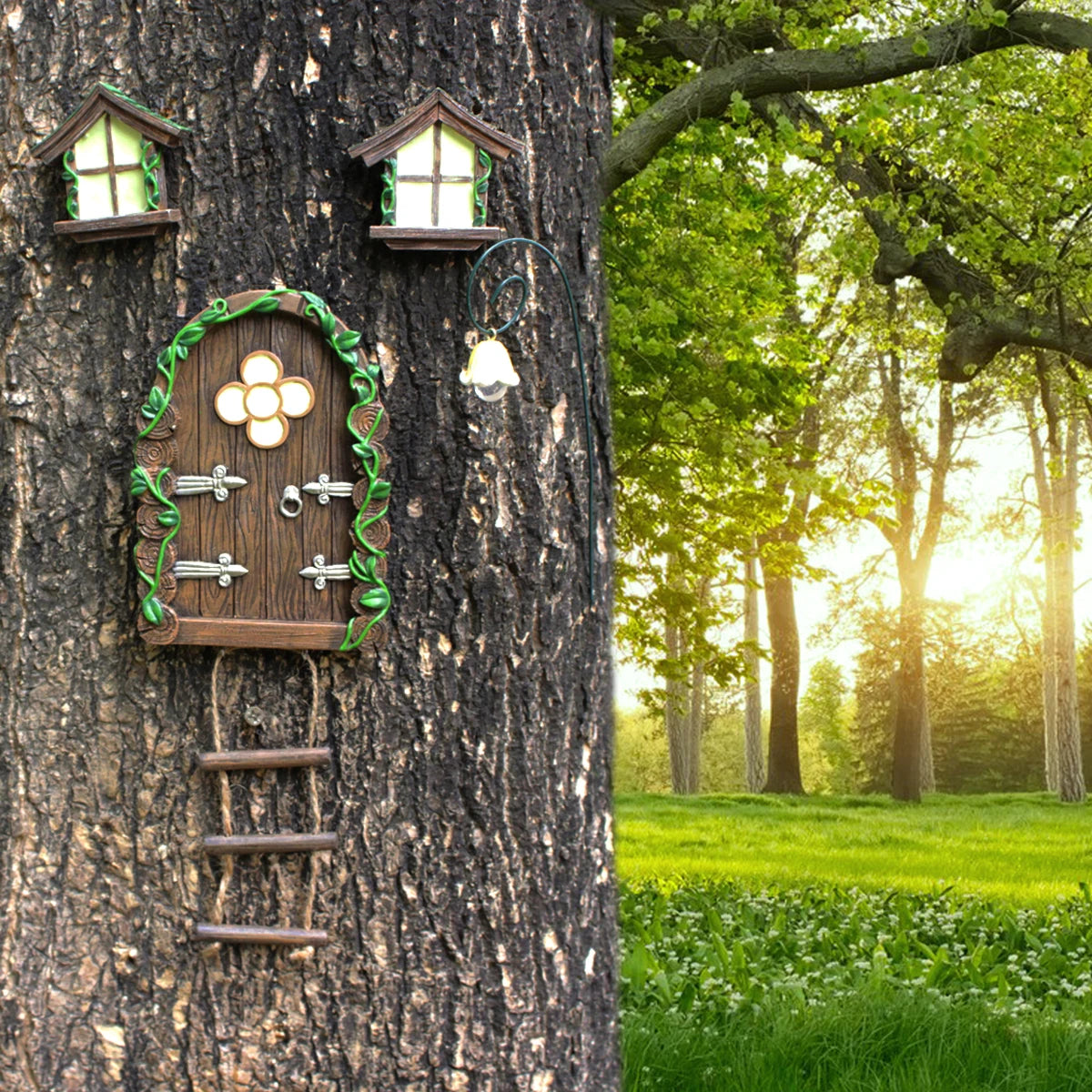 Mini Fairy Tale Door Garden Set – Outdoor Decorative Pendants & Statue Stake for Patio or Yard Decor