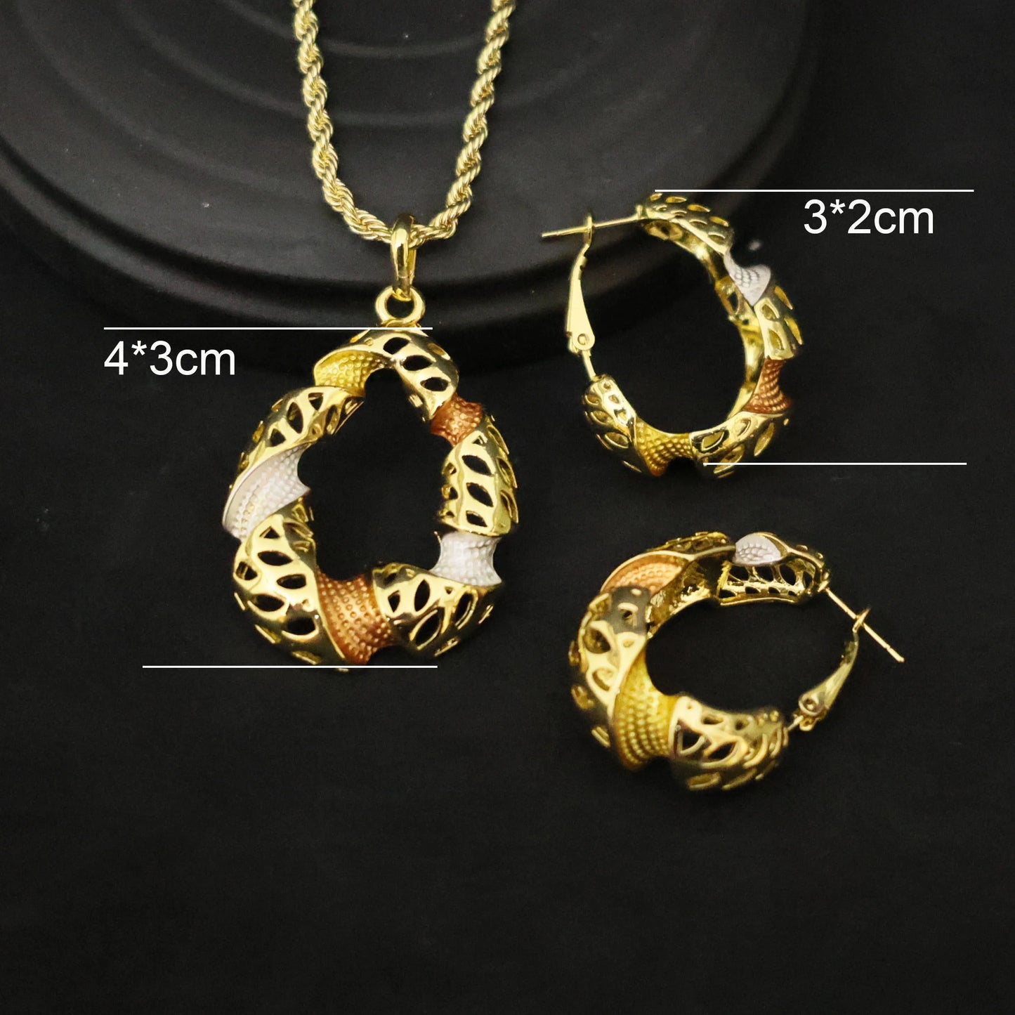 Luxury 18K Gold Plated Jewelry Set for Women – Italian Wedding Necklace, Earrings & Bracelet Bridal Gift Set