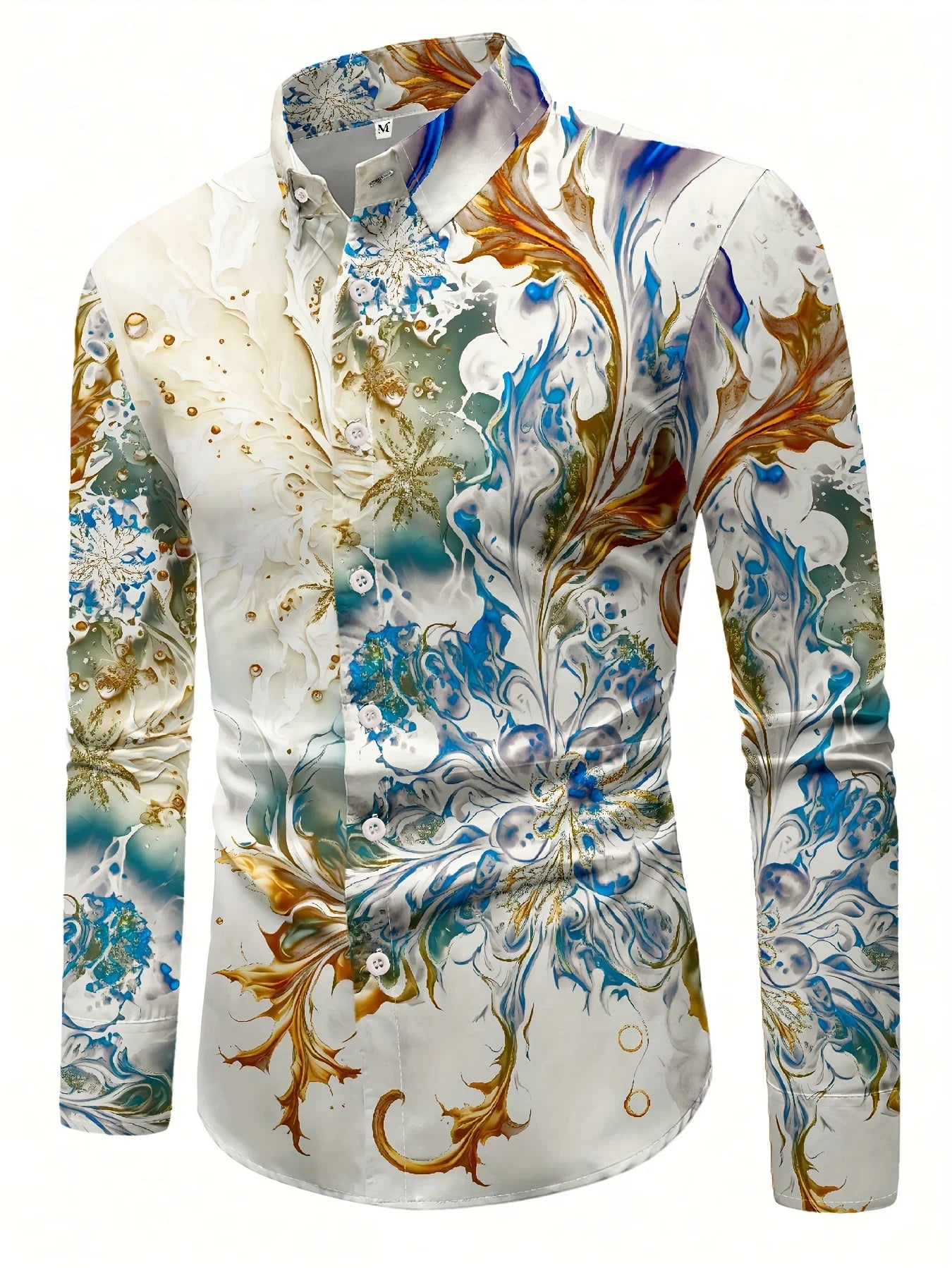 Men’s Geometric-Patterned Casual Button-Down Shirt