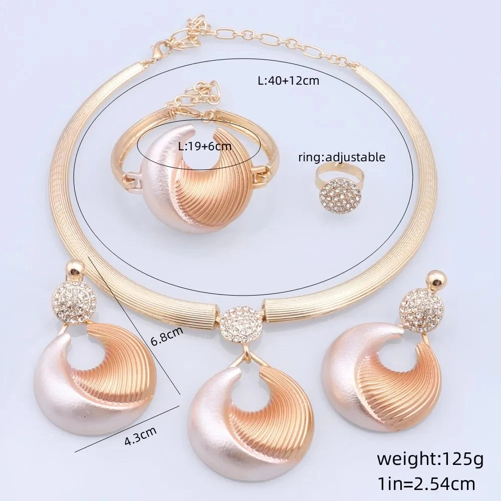 Dubai Silver Plated Luxury Jewelry Set – Women’s Necklace, Earrings, Bracelet & Ring for Wedding and Party