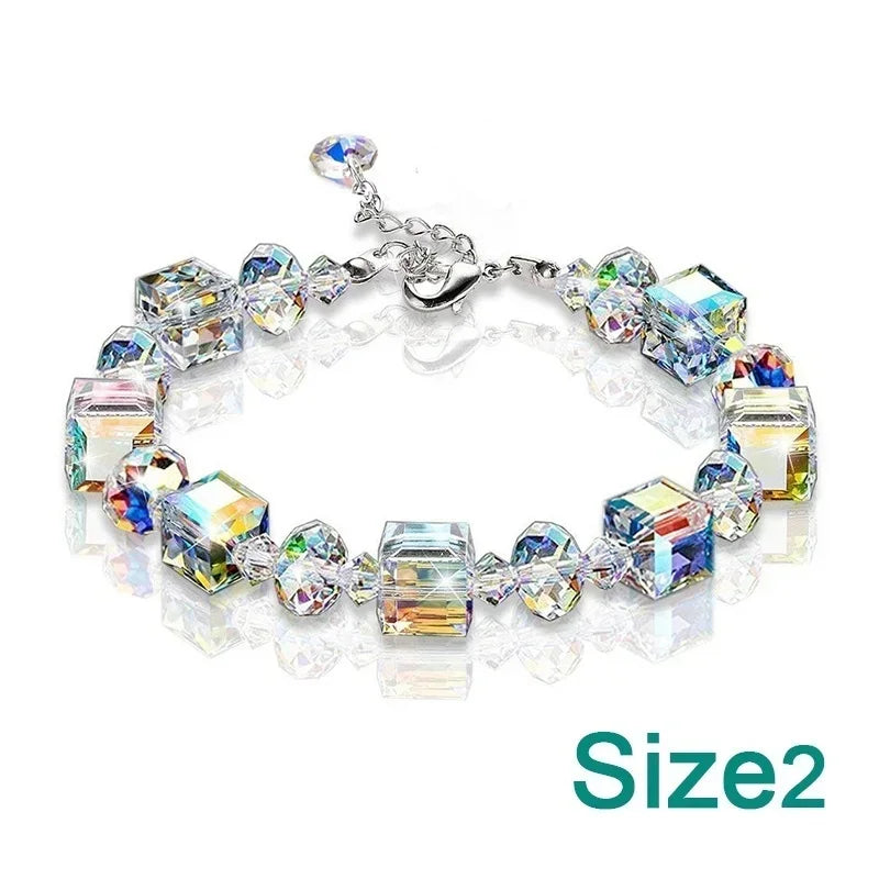 Delysia King Trendy Cube Crystal Bracelet – Luxurious Versatile Wrist Chain Jewelry for Women & Best Friend Gift