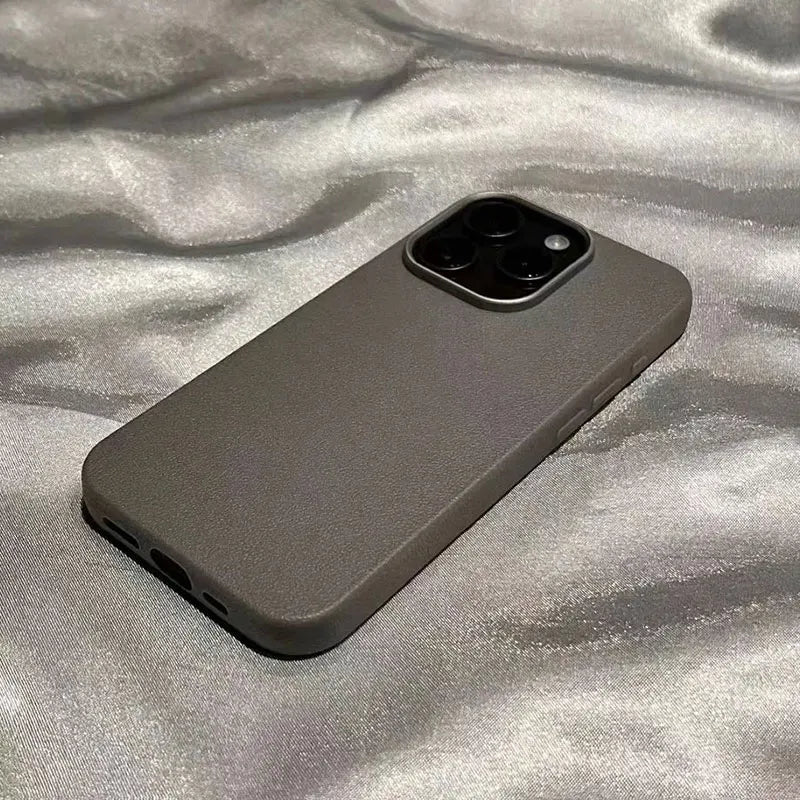 Luxury Matte Leather Silicone Phone Case – Soft Shockproof Protective Cover for iPhone 11, 12, 13, 14, 15, 16 Pro, Pro Max, Plus, X, XS Max, XR