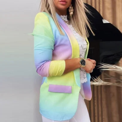 Women’s Butterfly Print Blazer – Casual Long Sleeve Turn-Down Collar Suit Jacket for Spring & Autumn