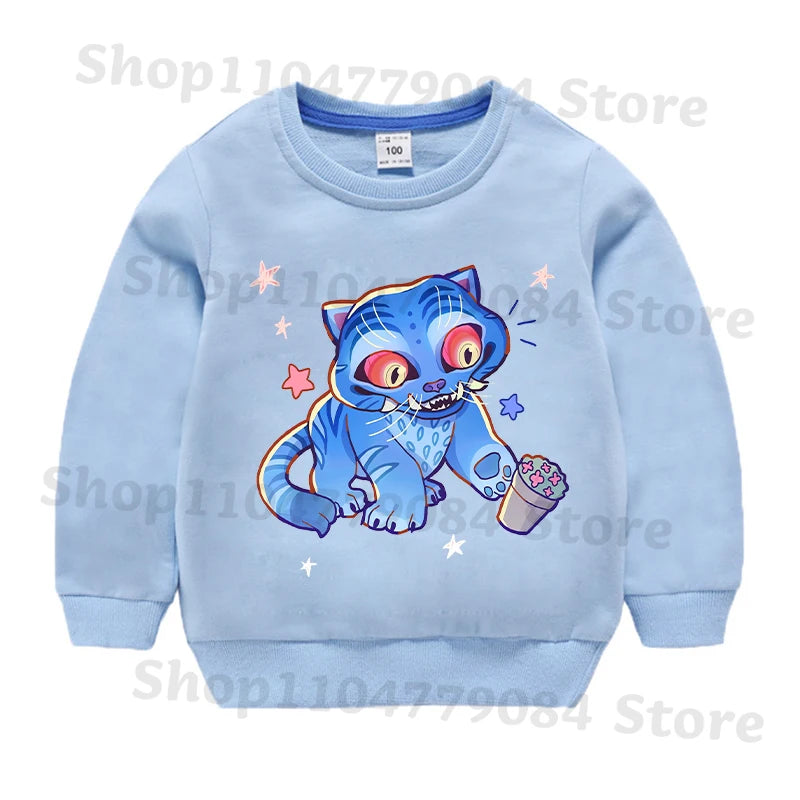 K-pop Demon Hunters Round-Neck Sweatshirt – Cute Anime Cartoon Hoodie for Children, Boys & Girls, Spring & Autumn Sport Fashion
