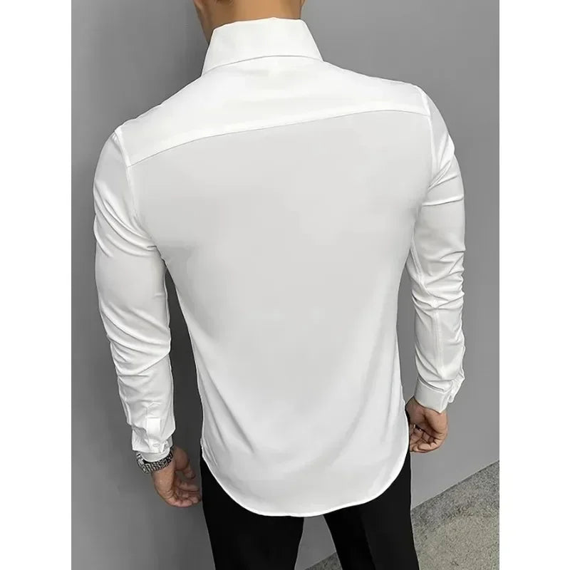 Men’s 4-Color Long Sleeve Polo Shirt – Casual Breathable Lapel T-Shirt for Everyday Wear