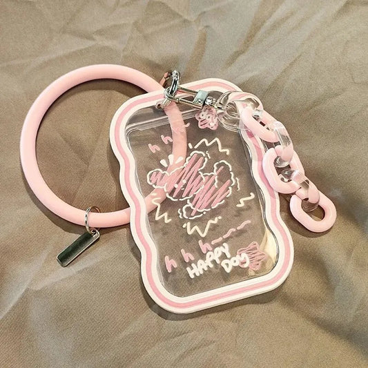 1PC Cute Acrylic ID Card Holder with Lanyard – For Student, Work, Campus, Bus, and Access Control Cards