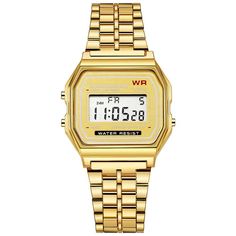 Luxury Rose Gold Digital Watch – Retro Style Electronic Wristwatch for Men & Women