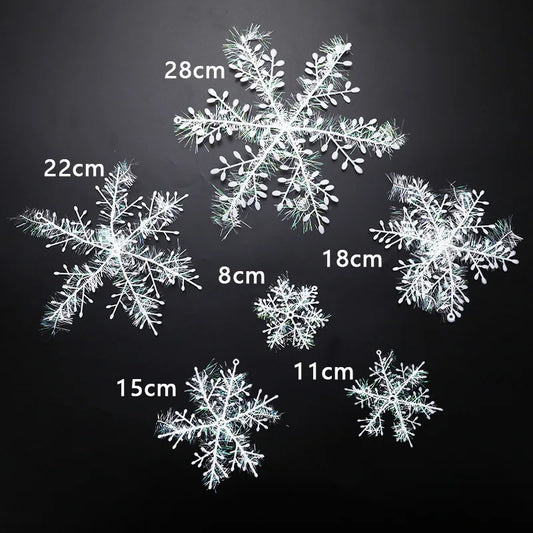 3Pcs/set Christmas Snowflake Ornaments Glitter Fake White Snowflake DIY Xmas Tree Hanging Pendents New Year Home Party Decor