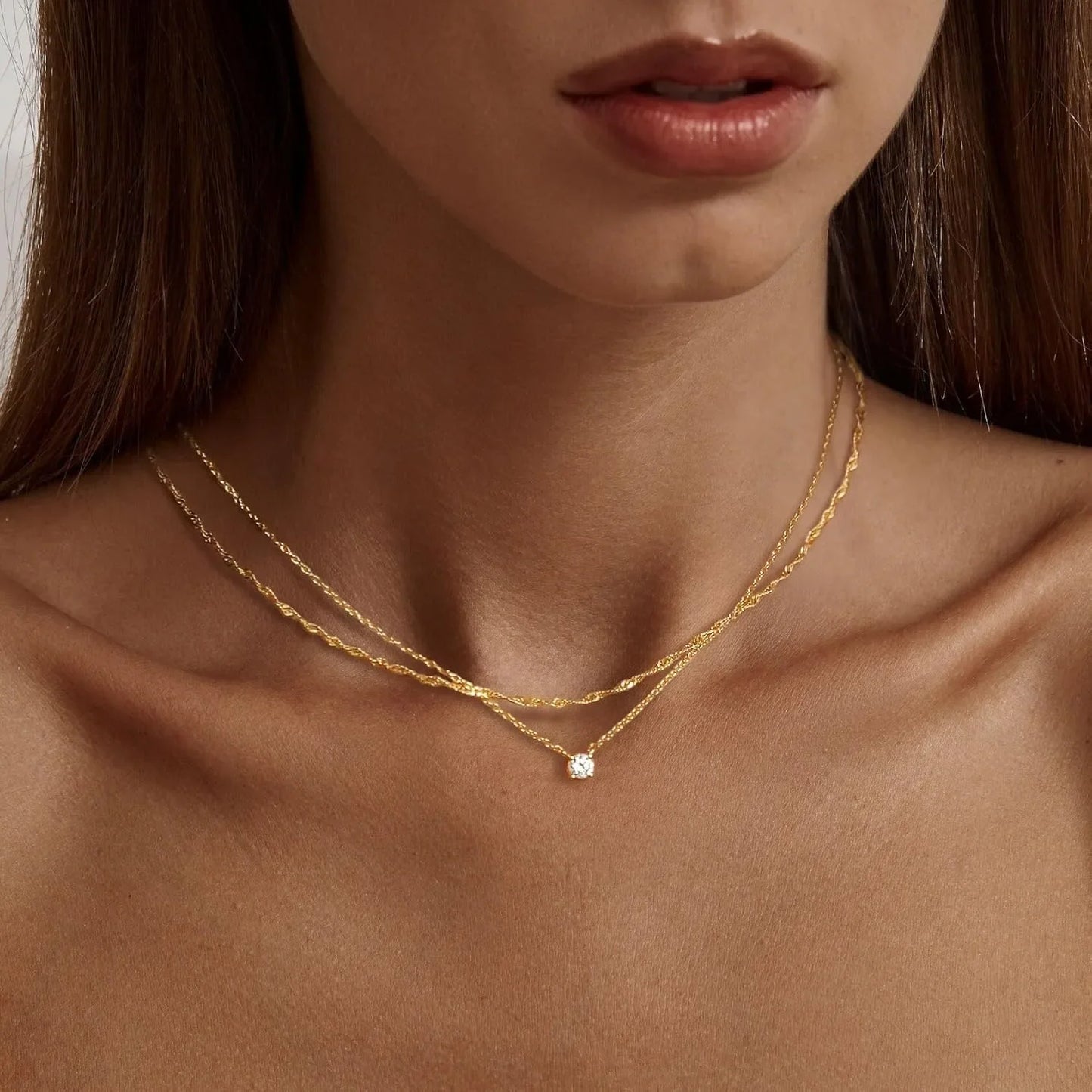 Diamond Choker Necklace for Women – 18K Gold or Sterling Silver Simple Gold-Plated Elegant Jewelry Gift