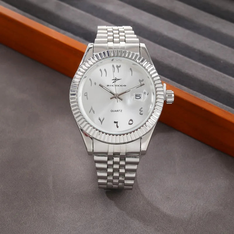 Men’s High-End Luxury Stainless Steel Quartz Watch – Classic Business & Casual Sport Wristwatch with Date Display