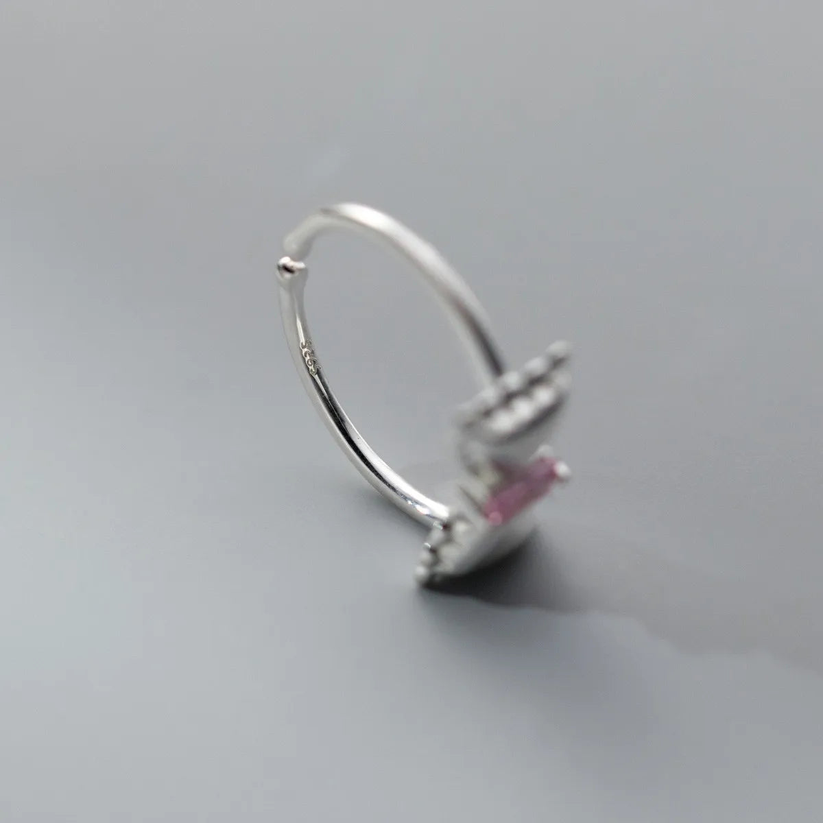 925 Sterling Silver Adjustable Bow Ring – Pink Zircon Wedding Jewelry for Women & Fashion Accessories