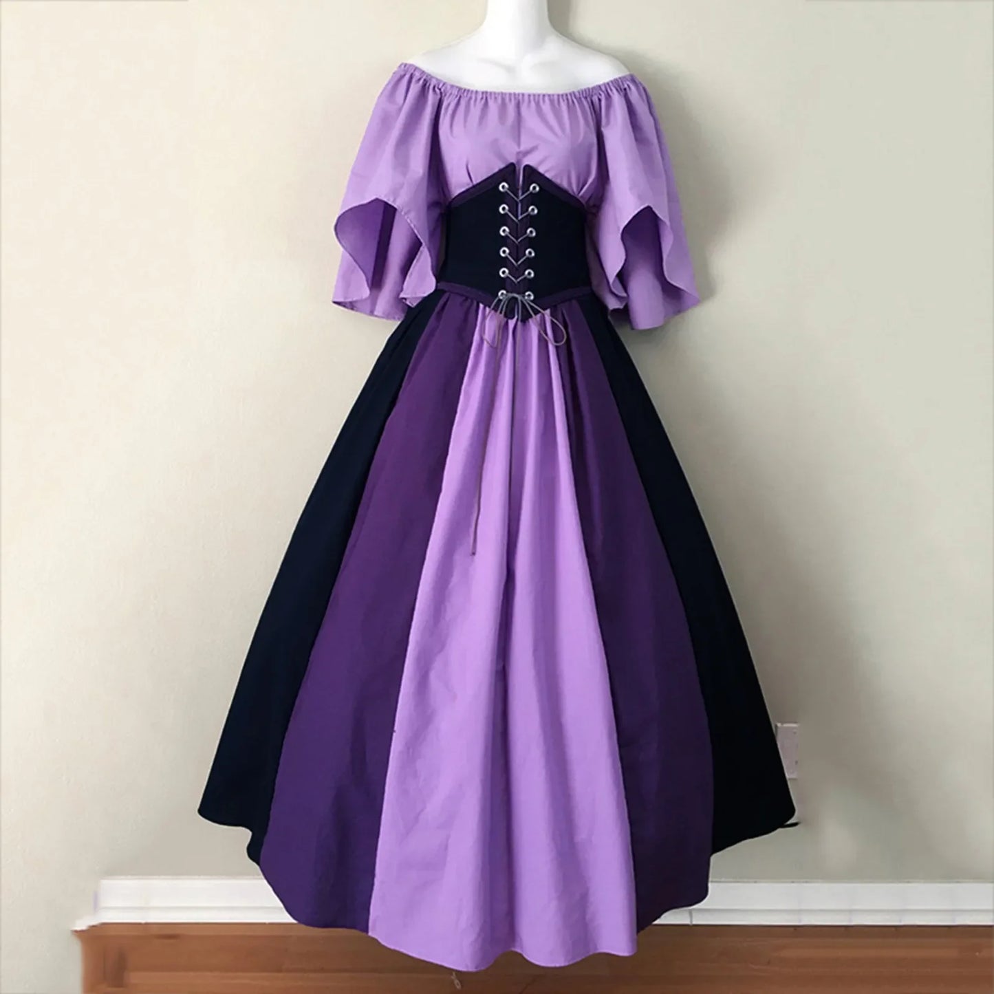 2025 Halloween Women’s Medieval Cosplay Costume – Retro Slim Swing One-Shoulder Dress for Love Live & Party