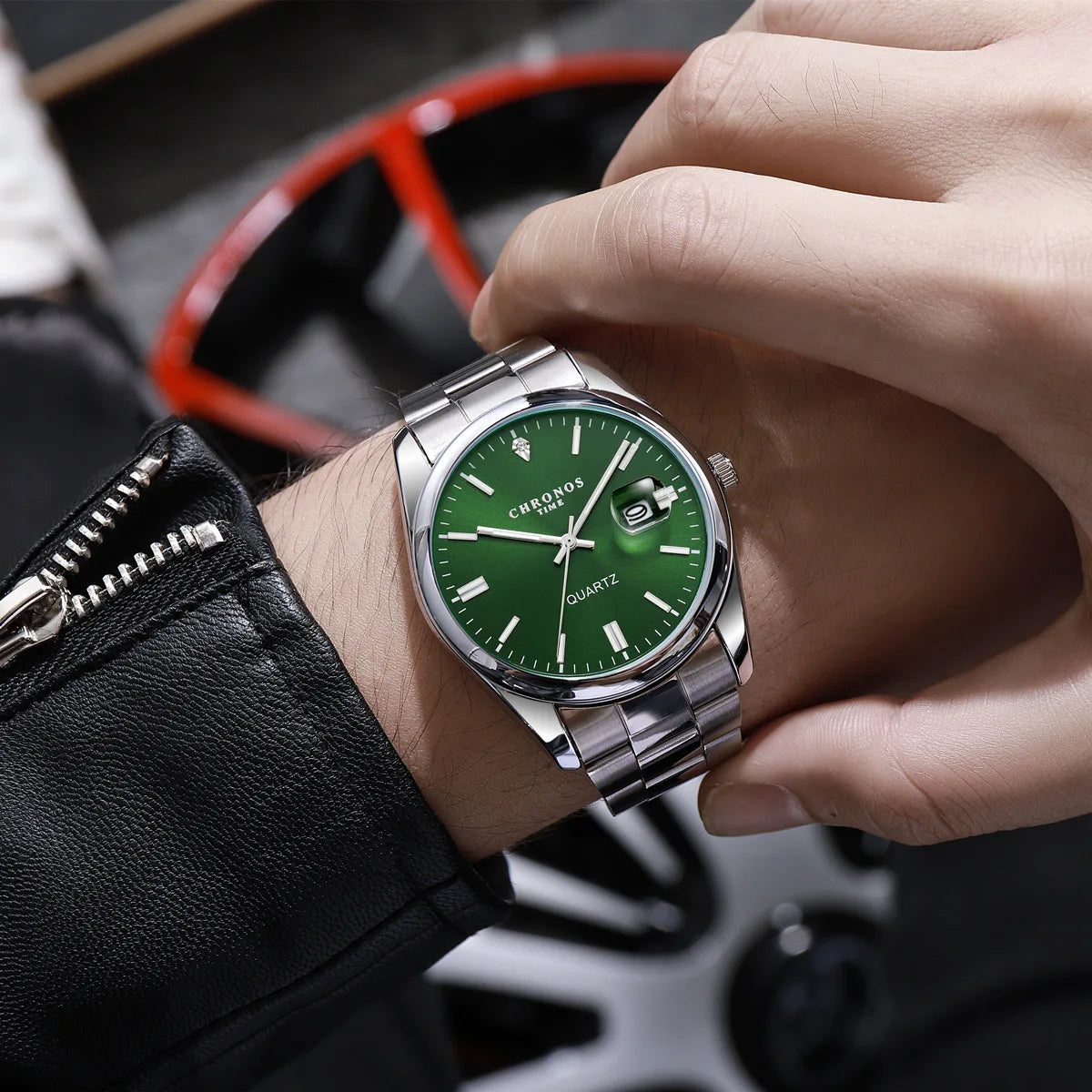 CHRONOS Luxury Men’s Stainless Steel Quartz Watch – Waterproof Luminous Date Wristwatch