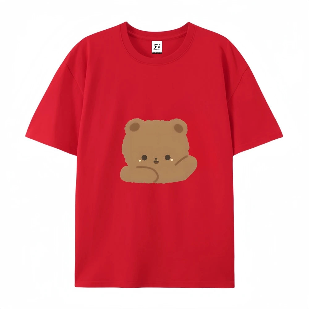 2025 New Y2K Women’s Oversized T-Shirt – Cute Bear Print Cotton Summer Top, Loose Fit Streetwear