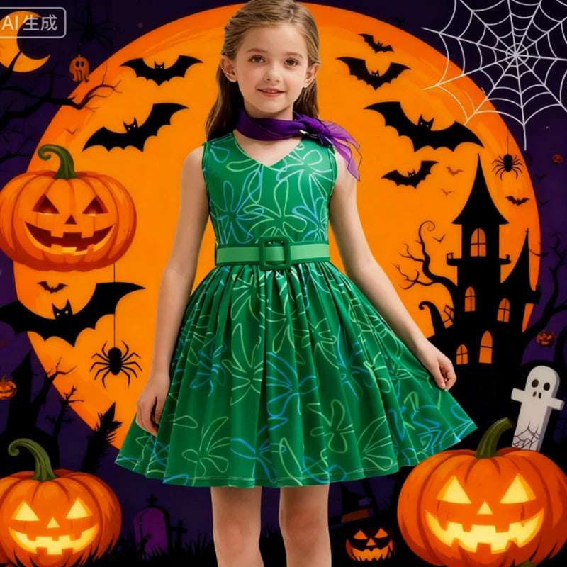 2025 Halloween Girls Costume – Inside Out “Disgust” Cosplay Dress for Carnival, Purim, Party & Role Play