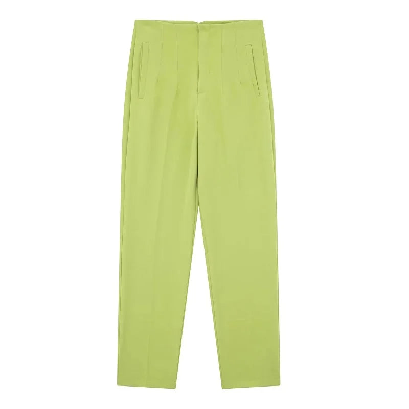 MUJER High-Waist Office Pants – Women’s Formal Pencil Trousers in Black, Pink & White