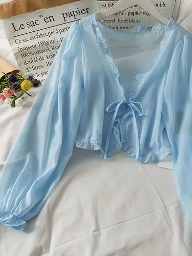 Women’s Lace Bow Summer Cardigan – Lightweight Sun Protection Blouse & Casual Top