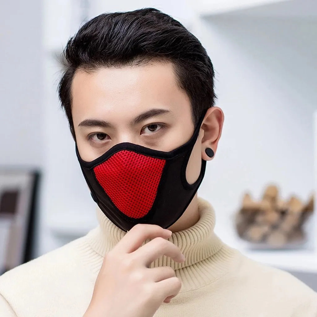 Men’s Black Mesh Breathable Face Mask – Washable & Reusable 3D Protective Mouth Cover for Daily Use or Party Wear
