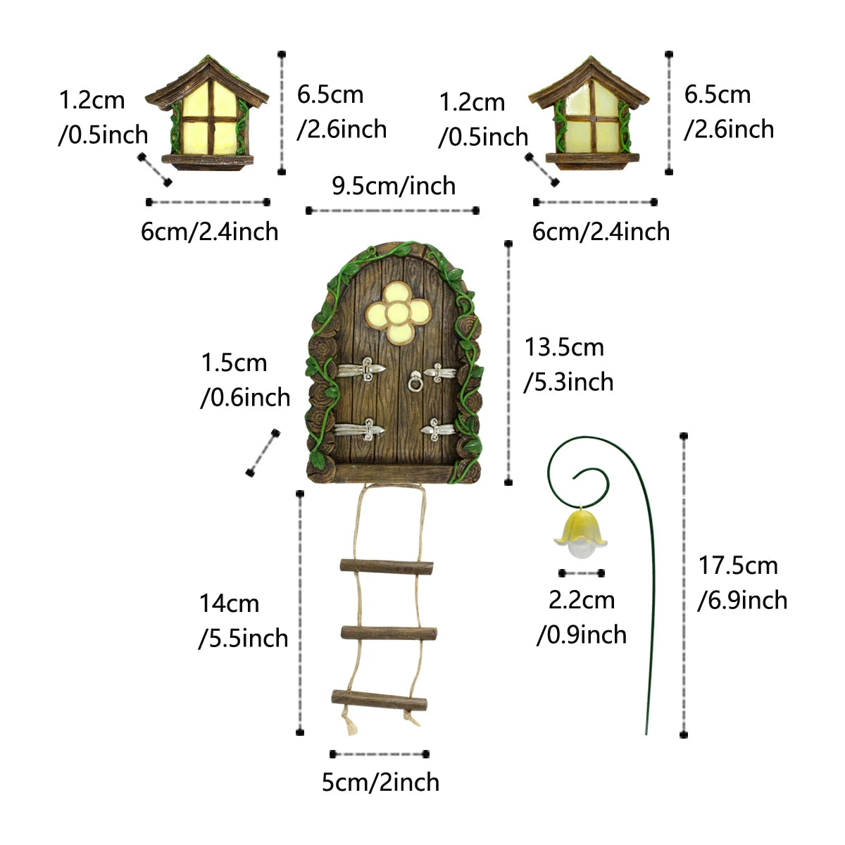 Mini Fairy Tale Door Garden Set – Outdoor Decorative Pendants & Statue Stake for Patio or Yard Decor