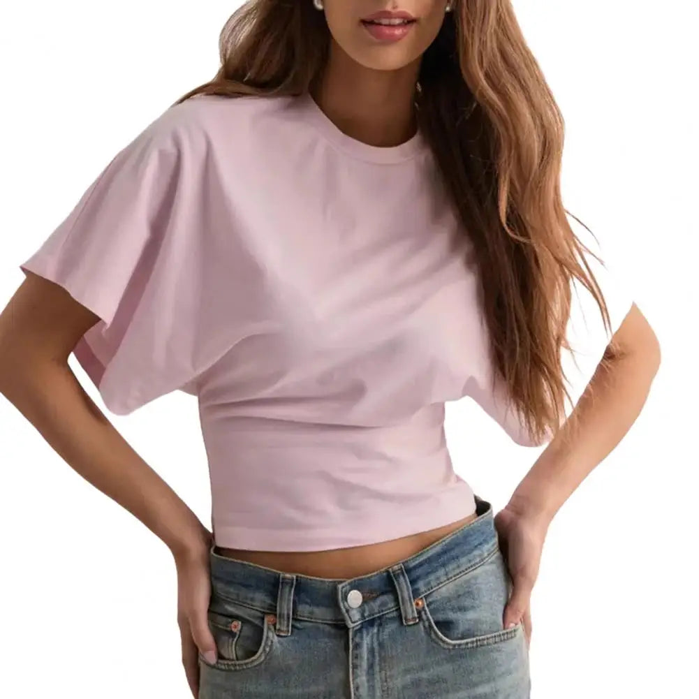 Women’s Casual Solid Color T-Shirt – Stylish Breathable Round Neck Raglan Tee | Work & Everyday Wear