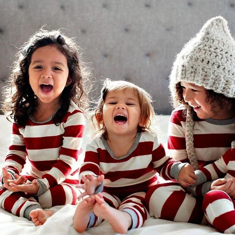 2025 Striped Family Christmas Pajama Set – Matching Mom, Dad, Kids & Baby Sleepwear