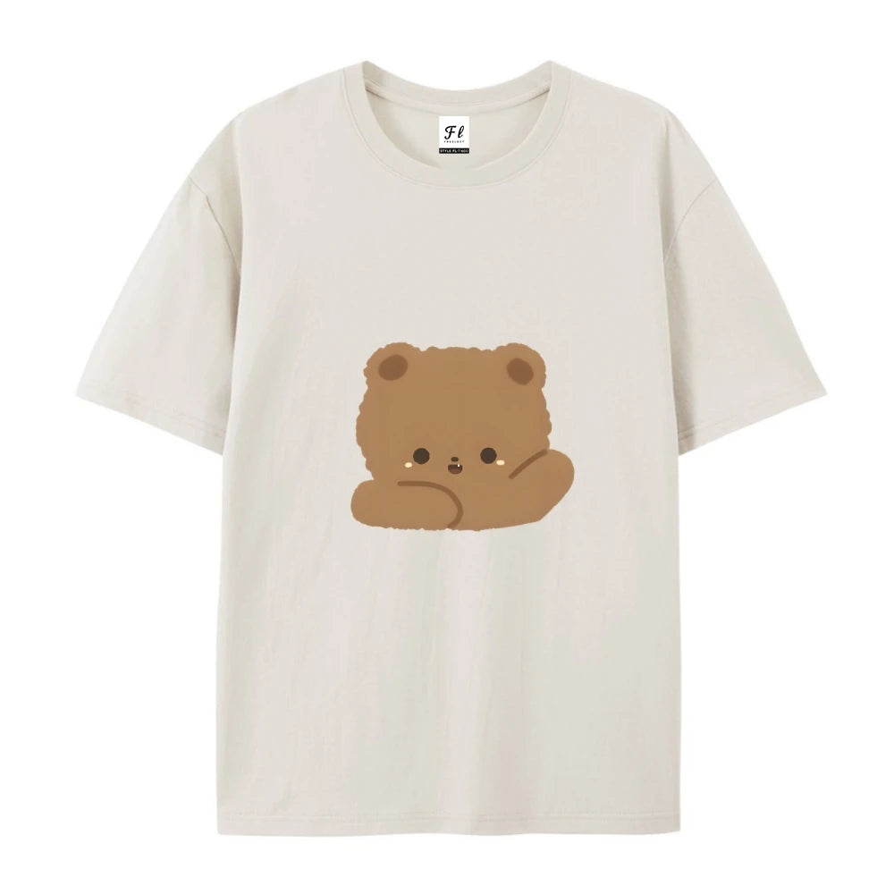 2025 New Y2K Women’s Oversized T-Shirt – Cute Bear Print Cotton Summer Top, Loose Fit Streetwear