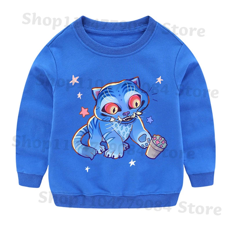 K-pop Demon Hunters Round-Neck Sweatshirt – Cute Anime Cartoon Hoodie for Children, Boys & Girls, Spring & Autumn Sport Fashion