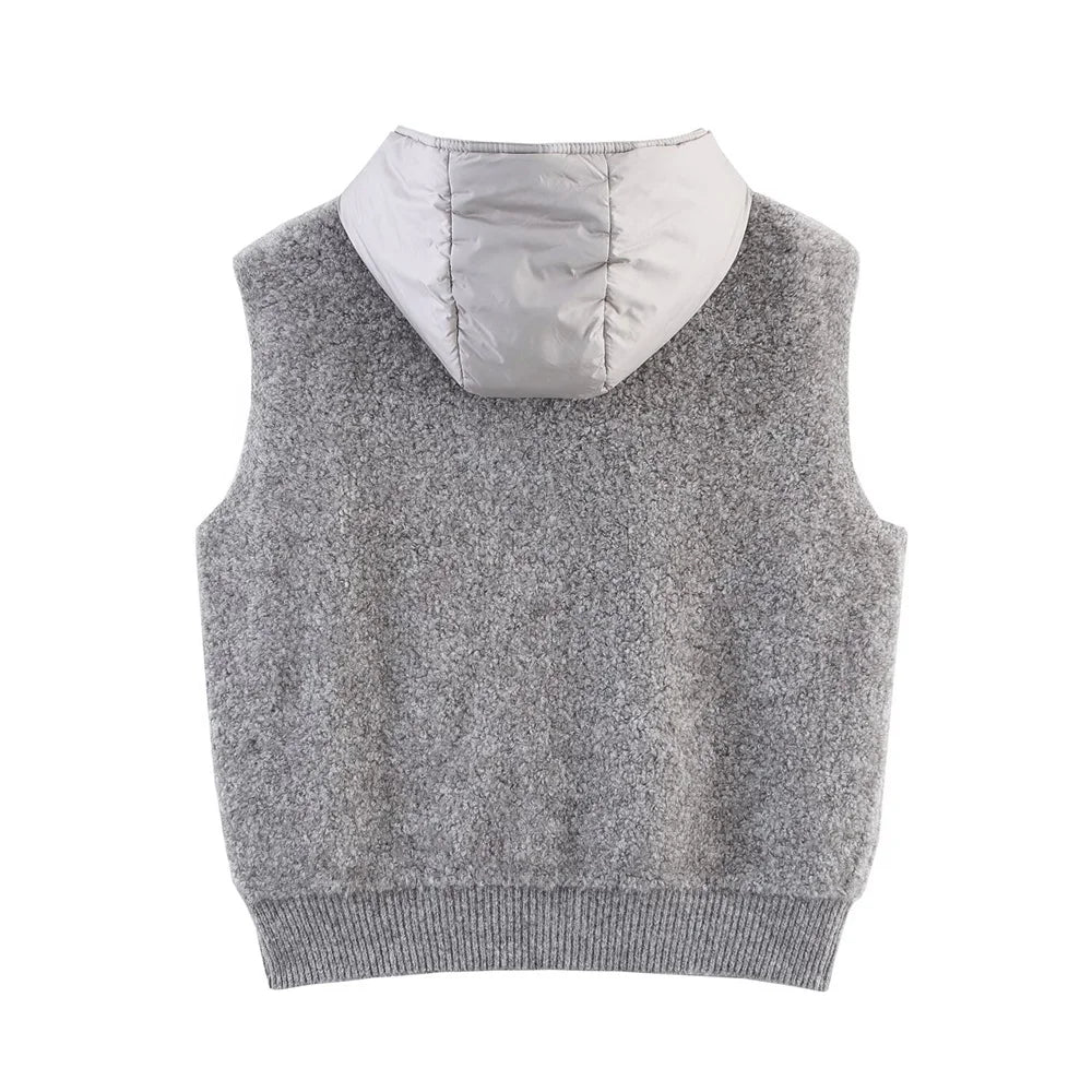 Women’s Cotton Towel-Knit Hooded Zipper Cardigan Vest – New Casual Temperament Style Outerwear