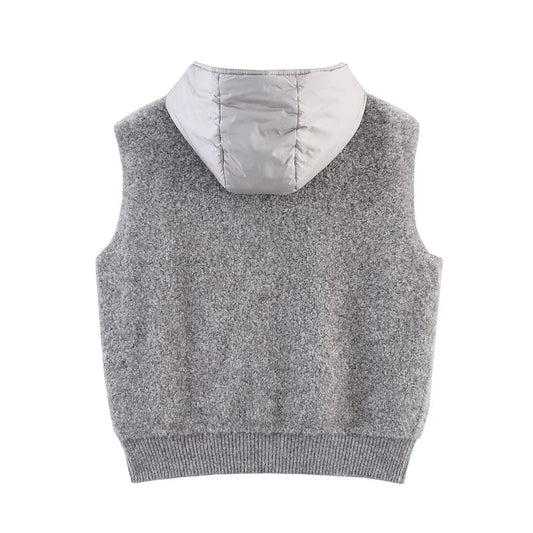 Women’s Cotton Towel-Knit Hooded Zipper Cardigan Vest – New Casual Temperament Style Outerwear