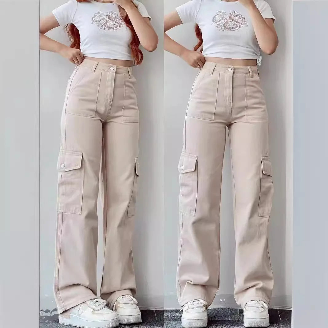 Women’s Versatile Mid-Rise Workwear Pants – Long Fitted Waist with 3D Pockets | Casual & Office Ready