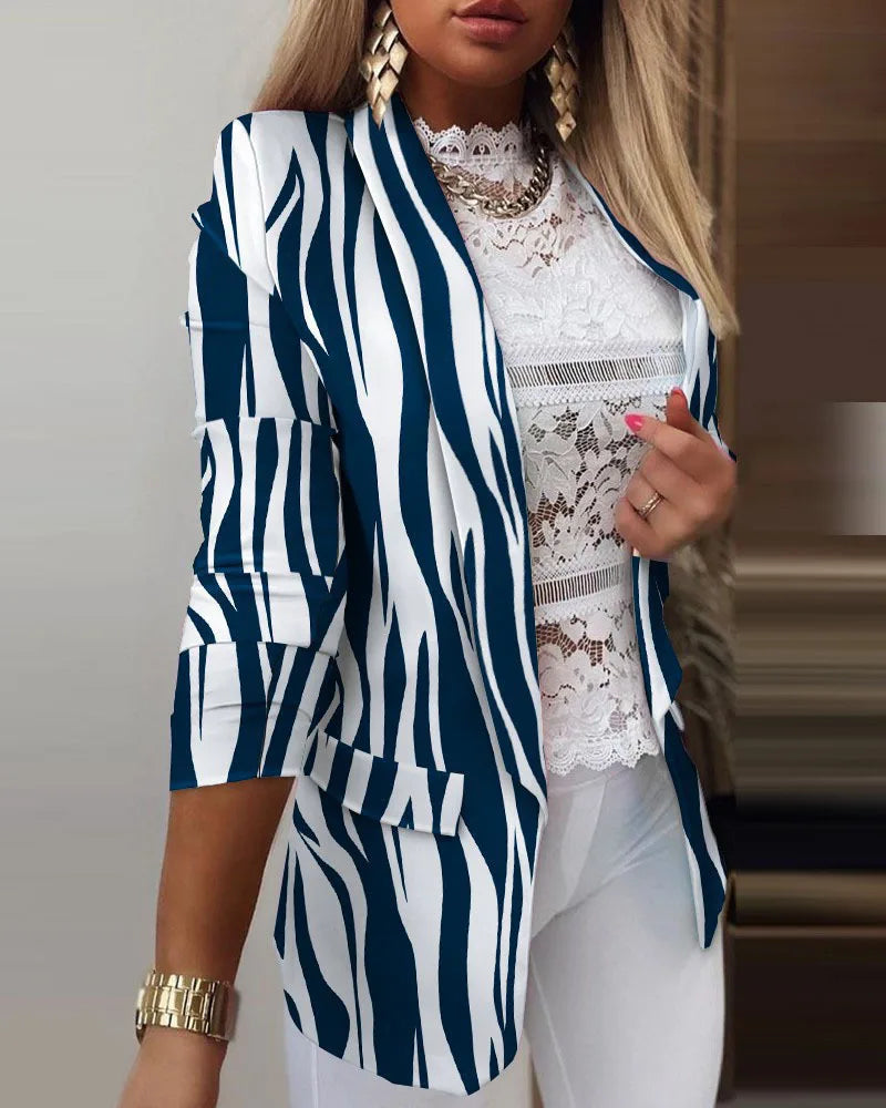 Women’s Butterfly Print Blazer – Casual Long Sleeve Turn-Down Collar Suit Jacket for Spring & Autumn