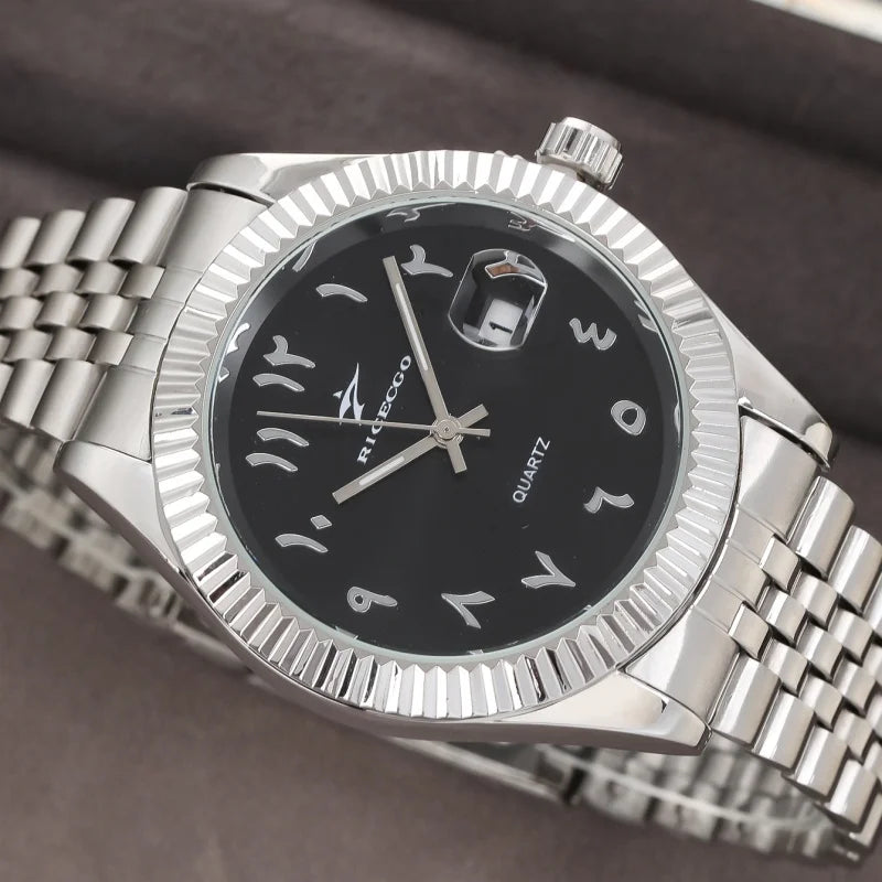 Men’s High-End Luxury Stainless Steel Quartz Watch – Classic Business & Casual Sport Wristwatch with Date Display
