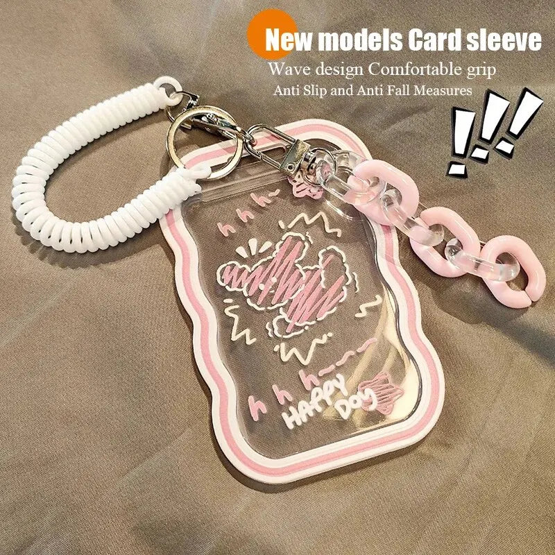 1PC Cute Acrylic ID Card Holder with Lanyard – For Student, Work, Campus, Bus, and Access Control Cards