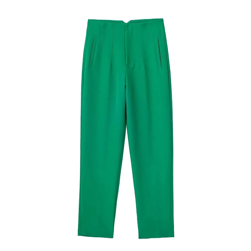 MUJER High-Waist Office Pants – Women’s Formal Pencil Trousers in Black, Pink & White