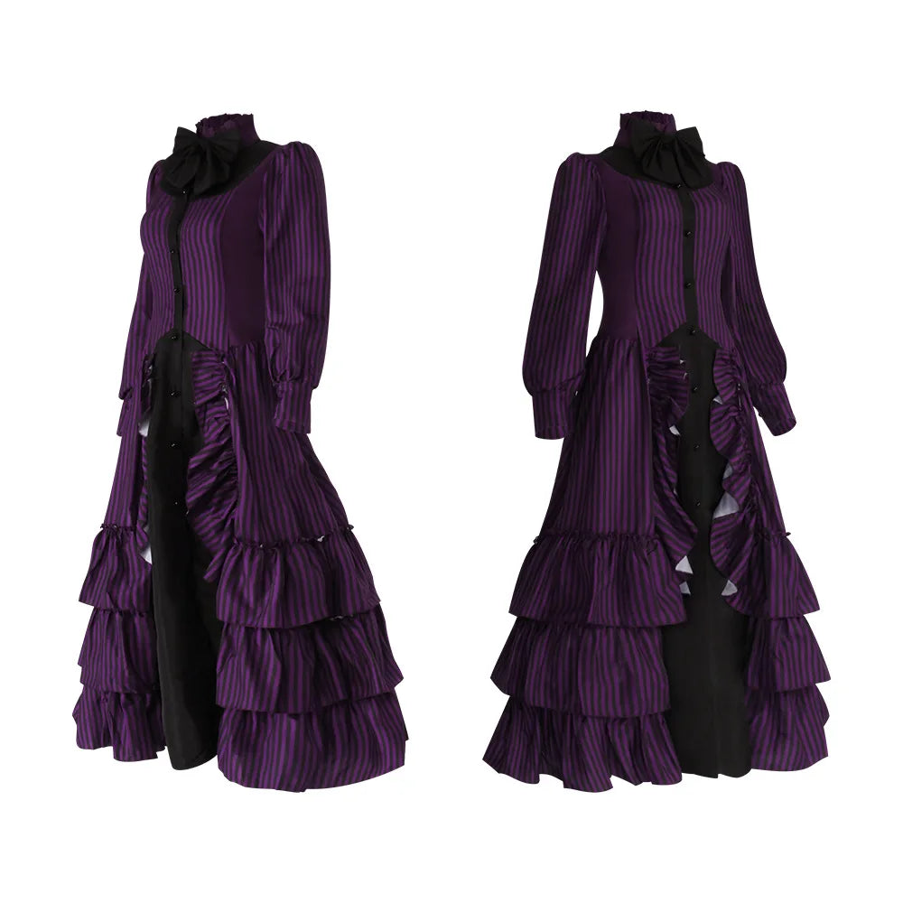 2025 Halloween Women’s Medieval & Victorian Costume – Renaissance Gothic Lace Purple Queen/Princess Dress