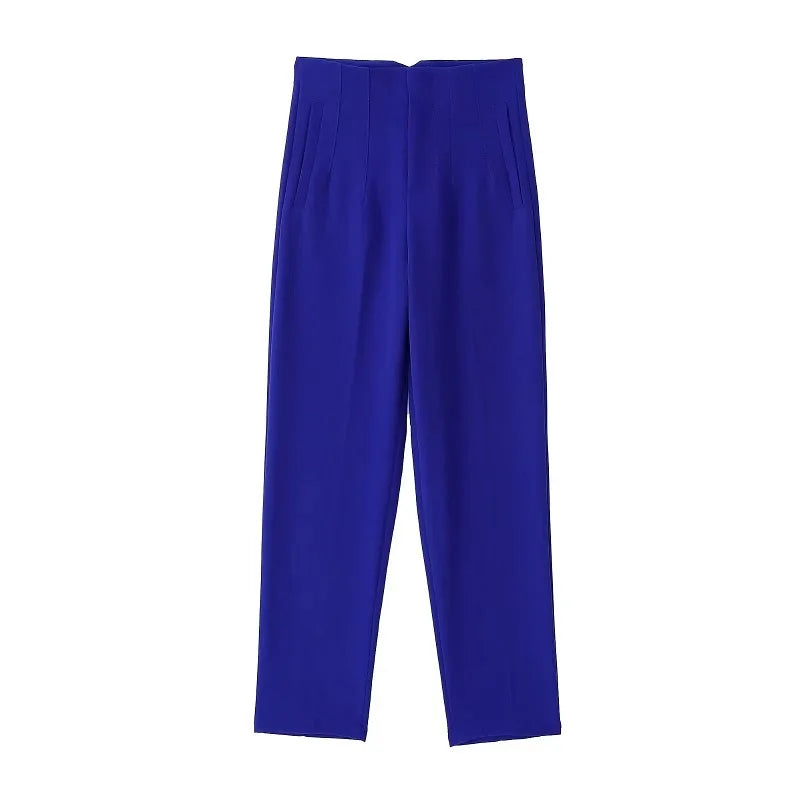 MUJER High-Waist Office Pants – Women’s Formal Pencil Trousers in Black, Pink & White