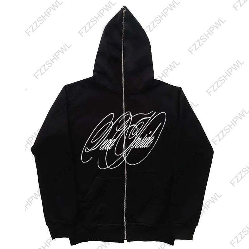 Unisex Y2K Oversized Hoodie – Hip Hop Punk Harajuku Letter Print Streetwear Sweatshirt